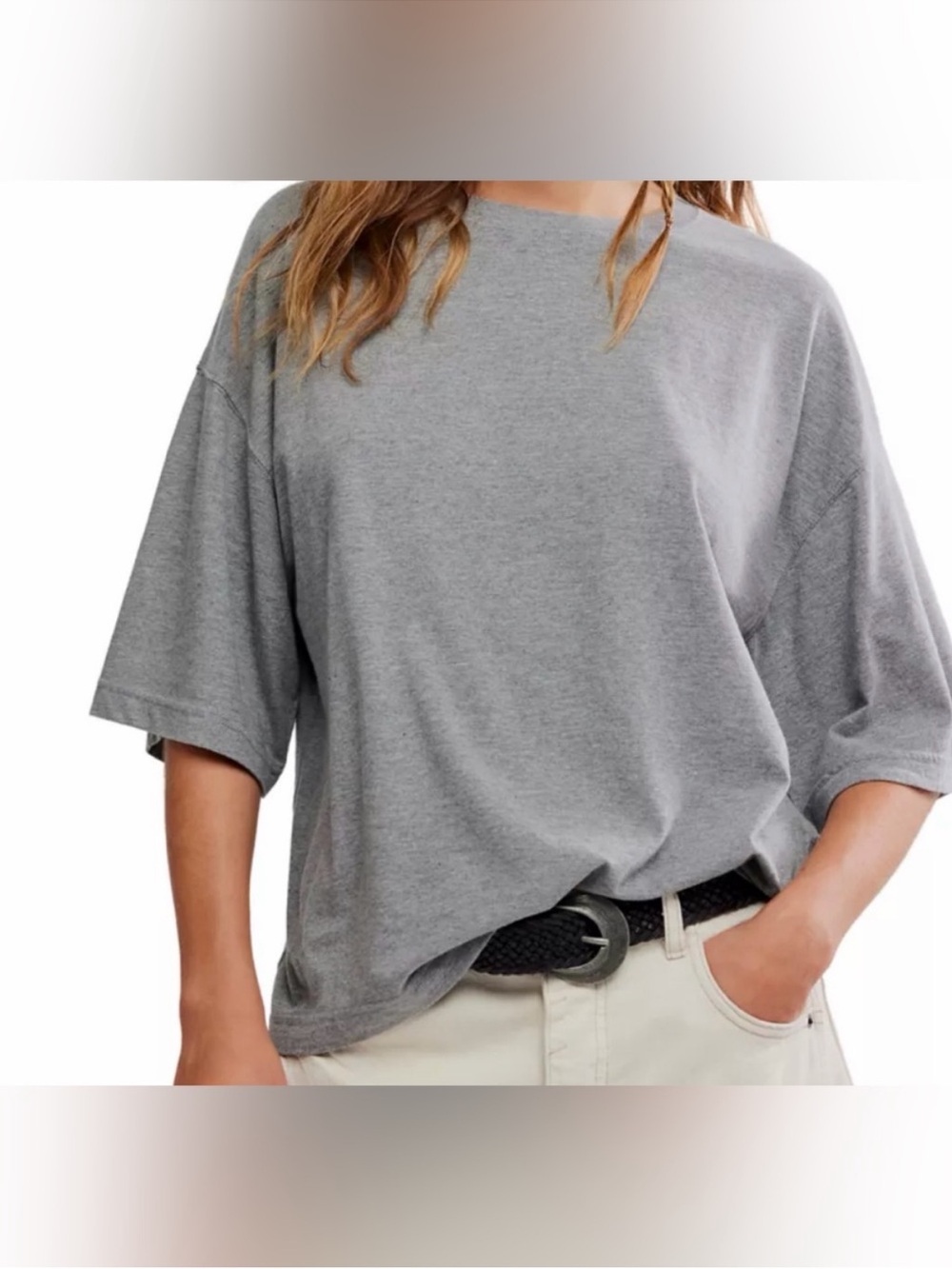 Free People We The Free Perfect Oversized T-Shirt Heather Grey
